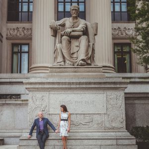 couple in front of statue in DC