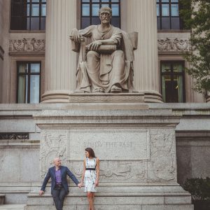 couple in front of statue in DC
